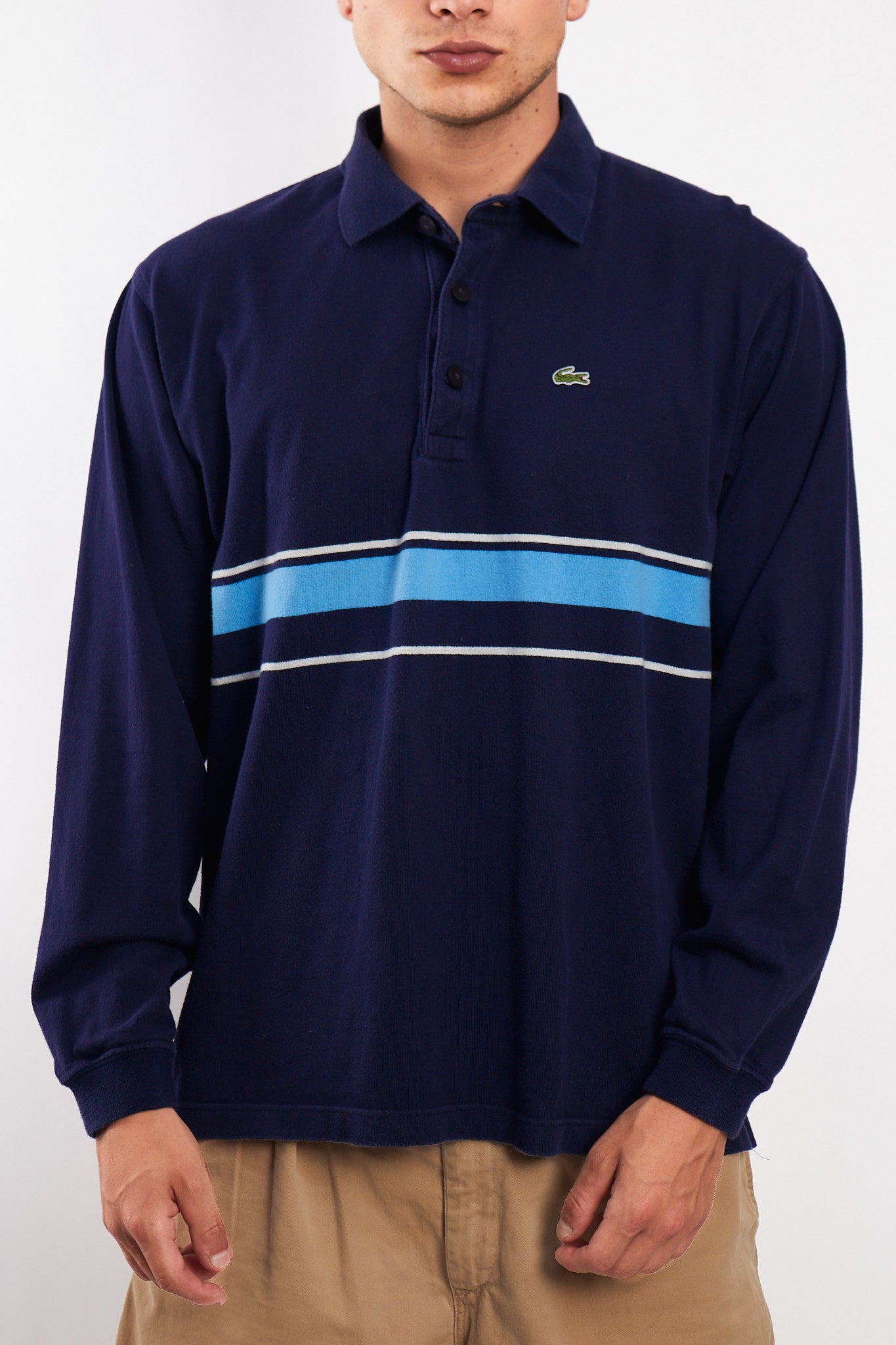 2000 Lacoste Navy Rugby Polo Shirt (L)