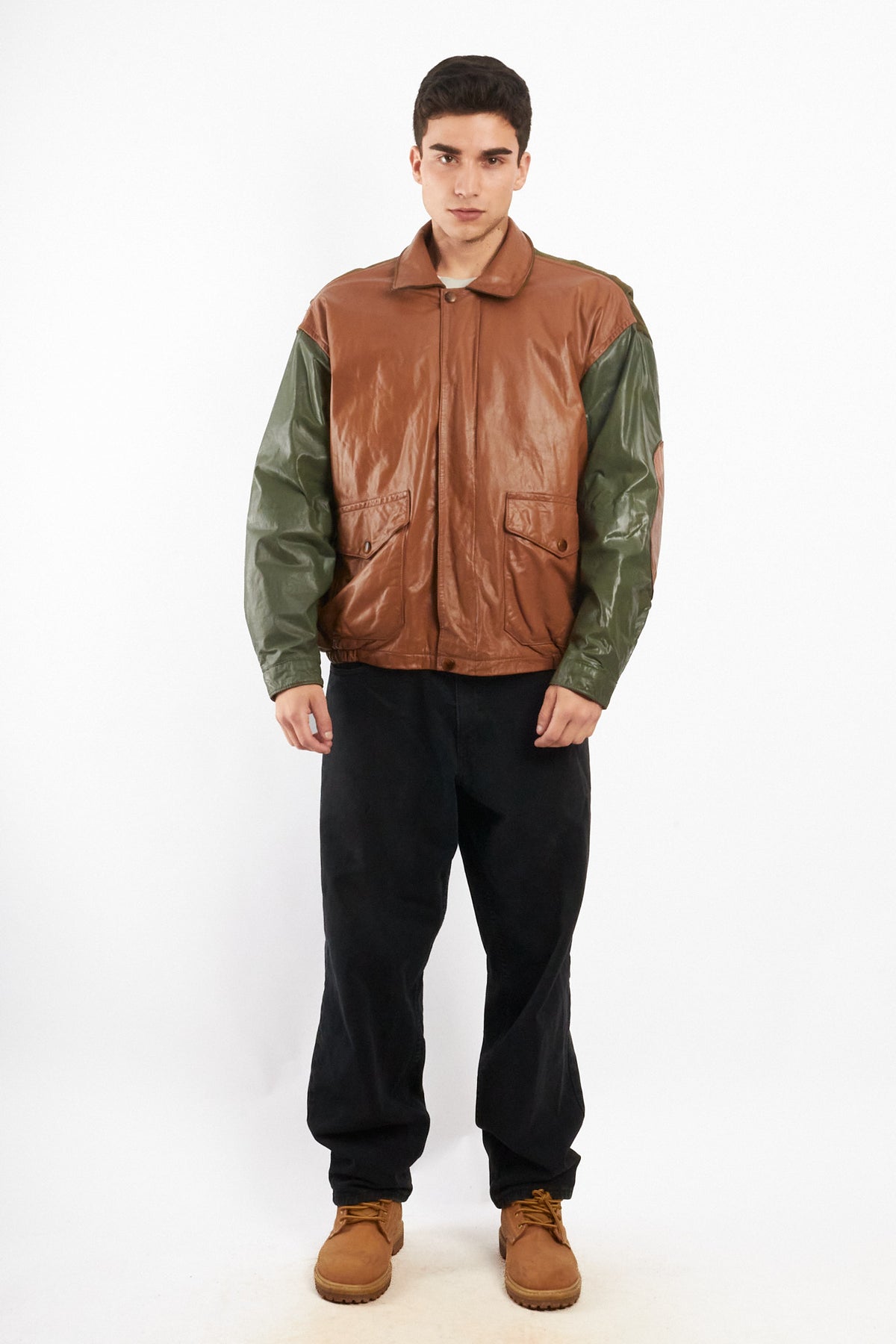 1990 Vintage Nautica Leather Leather Bomber Aviator Jacket (M/L)