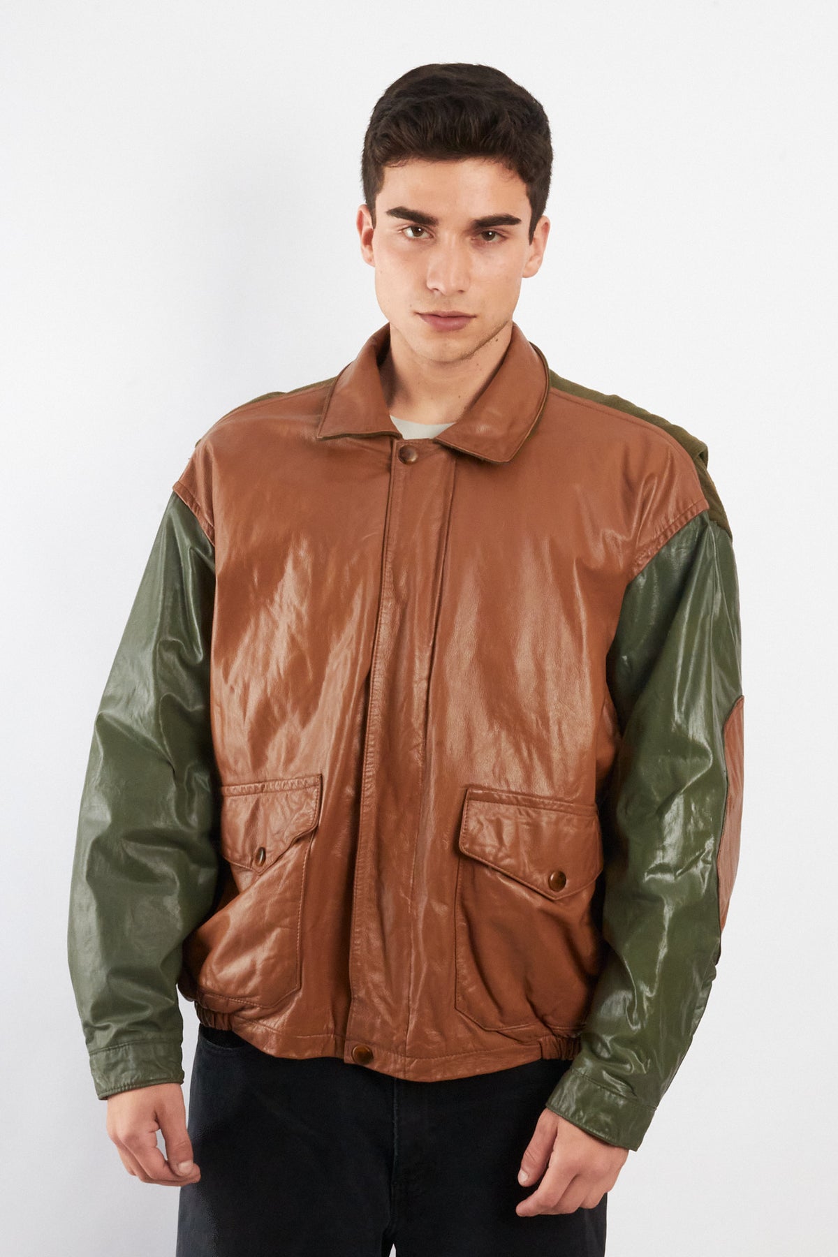 1990 Vintage Nautica Leather Leather Bomber Aviator Jacket (M/L)
