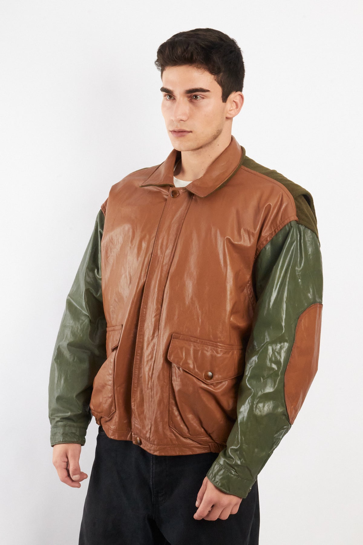 1990 Vintage Nautica Leather Leather Bomber Aviator Jacket (M/L)