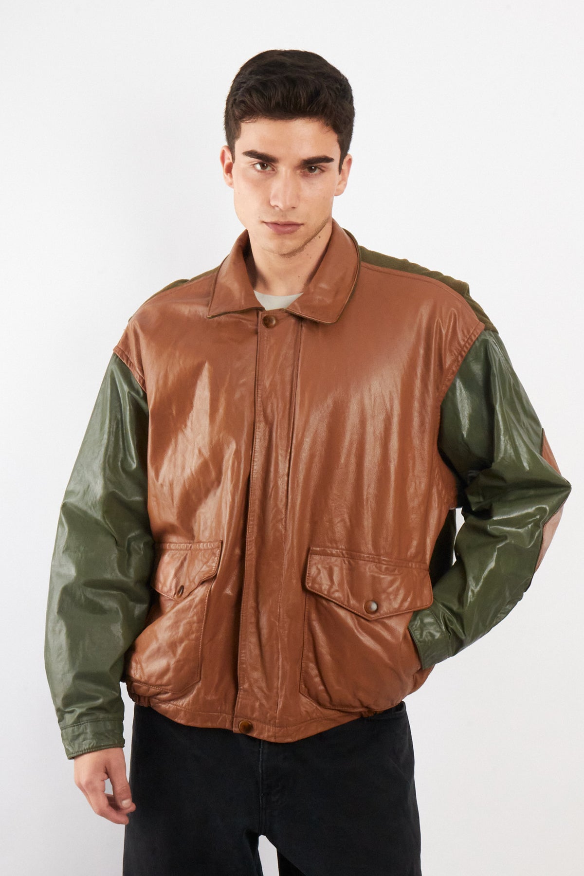 1990 Vintage Nautica Leather Leather Bomber Aviator Jacket (M/L)