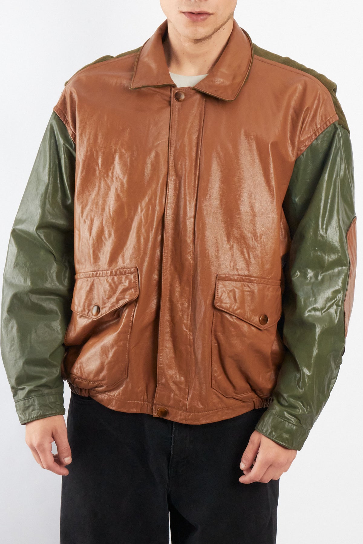 1990 Vintage Nautica Leather Leather Bomber Aviator Jacket (M/L)