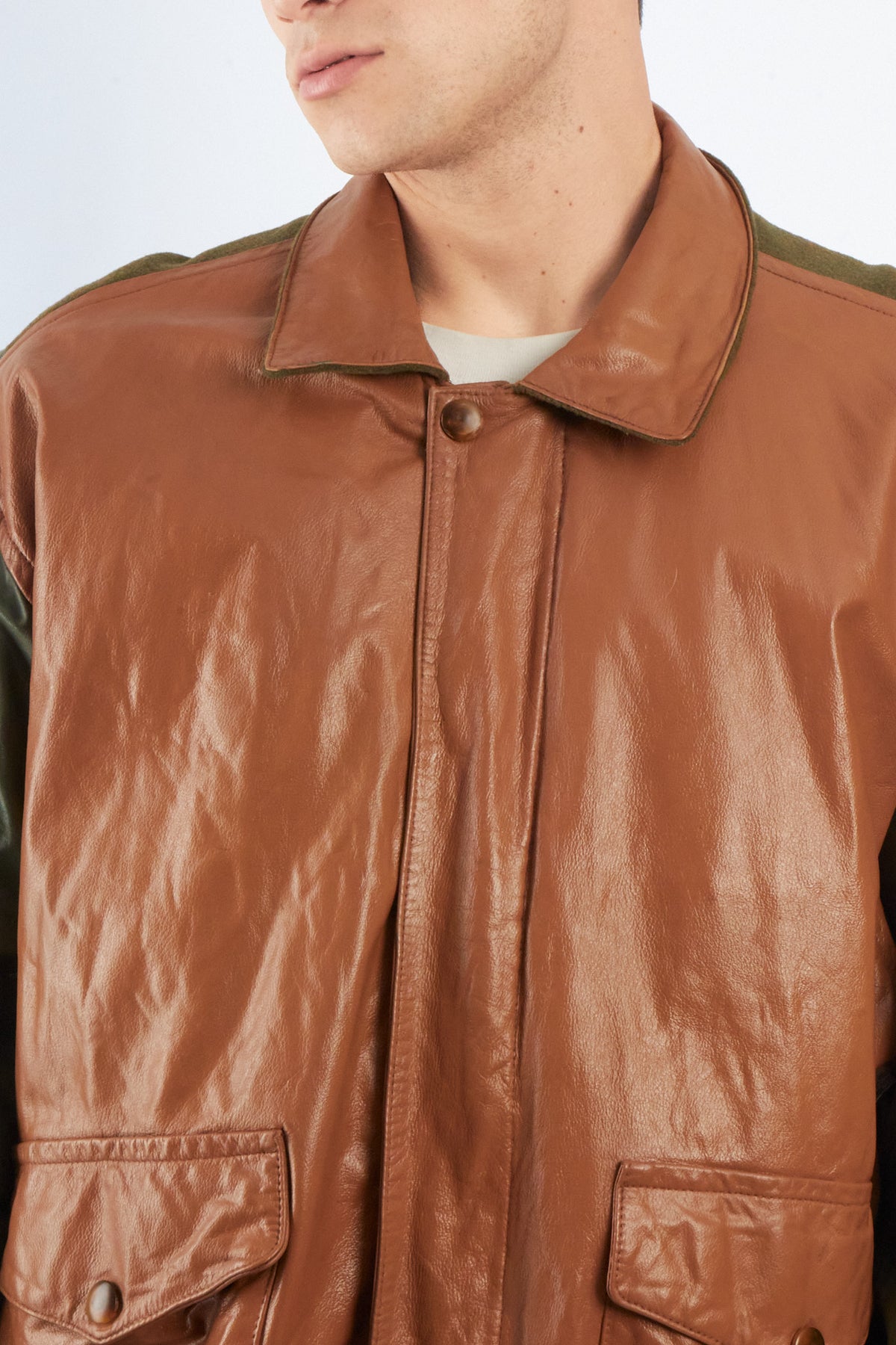 1990 Vintage Nautica Leather Leather Bomber Aviator Jacket (M/L)