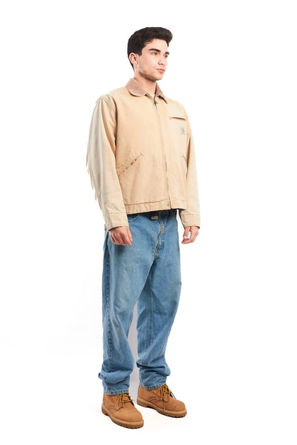 1996 Vintage Carhartt 6QLJ Red Quilted Tan Detroit Jacket (L)