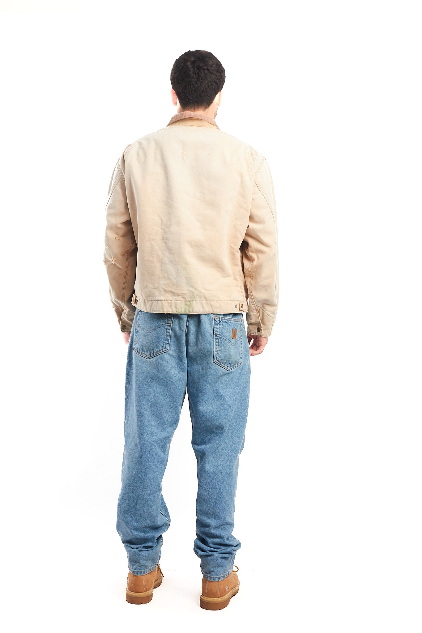 1996 Vintage Carhartt 6QLJ Red Quilted Tan Detroit Jacket (L)