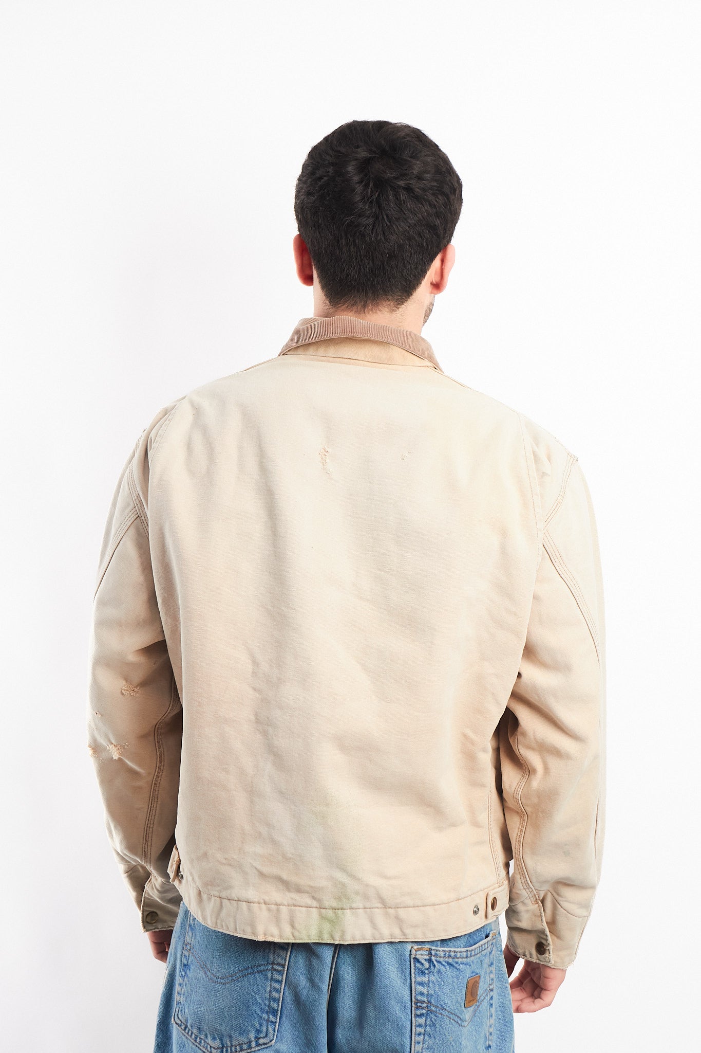 1996 Vintage Carhartt 6QLJ Red Quilted Tan Detroit Jacket (L)