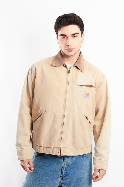 1996 Vintage Carhartt 6QLJ Red Quilted Tan Detroit Jacket (L)