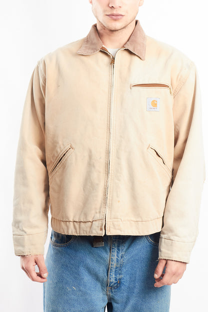 1996 Vintage Carhartt 6QLJ Red Quilted Tan Detroit Jacket (L)