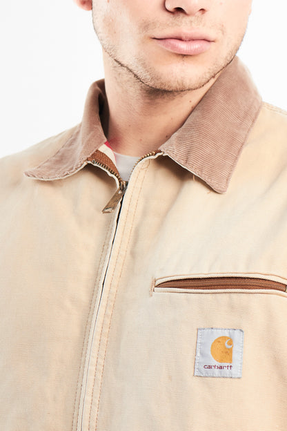 1996 Vintage Carhartt 6QLJ Red Quilted Tan Detroit Jacket (L)