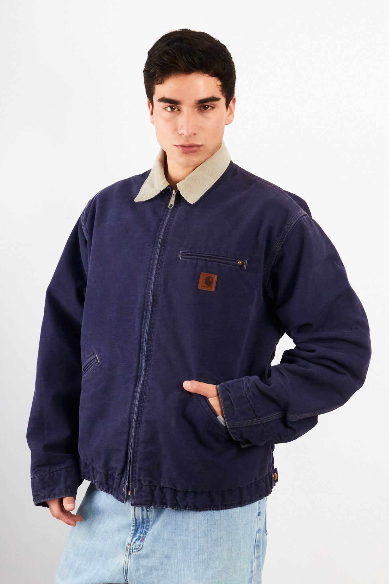 1980 Vintage Carhartt JB 242 Purple Blue Detroit Jacket (L)