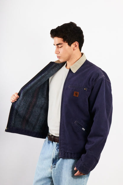 1980 Vintage Carhartt JB 242 Purple Blue Detroit Jacket (L)