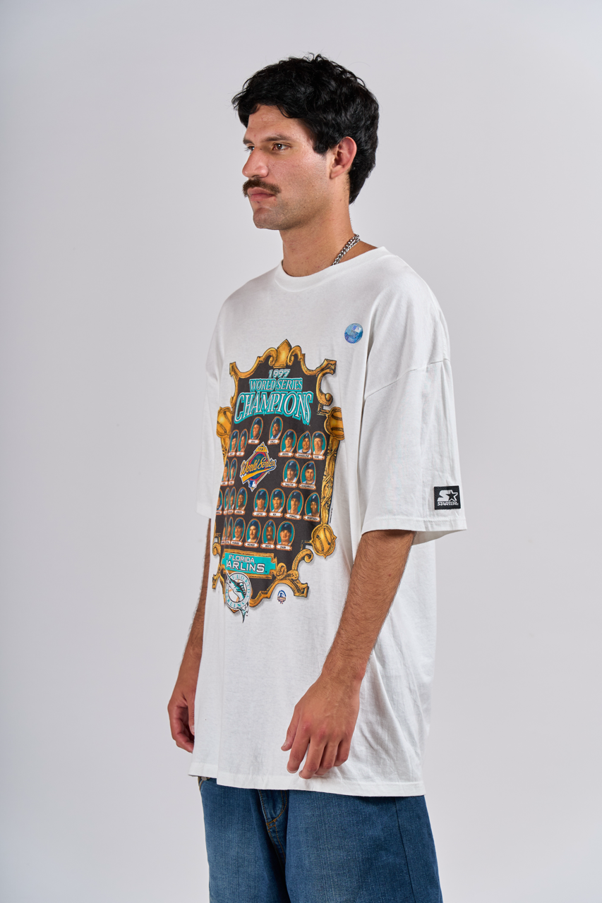 1997 Vintage Starter MLB Florida Marlins World Series T-shirt (L/XL)