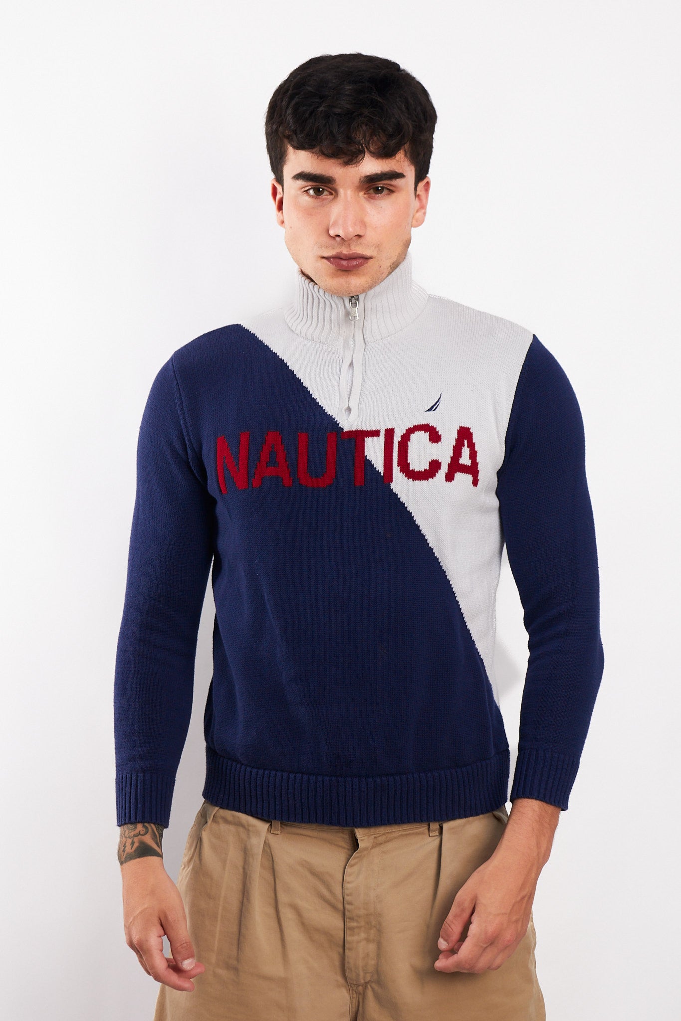 2000 Nautica Cotton Big Logo Sweater (S)