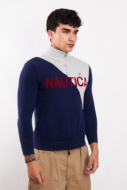 2000 Nautica Cotton Big Logo Sweater (S)