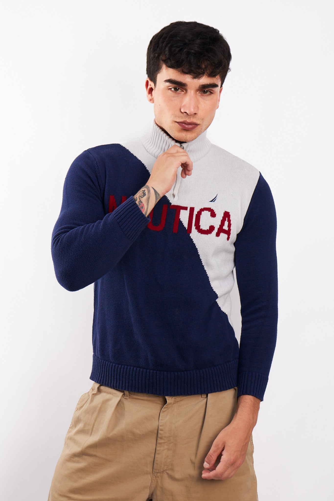 2000 Nautica Cotton Big Logo Sweater (S)