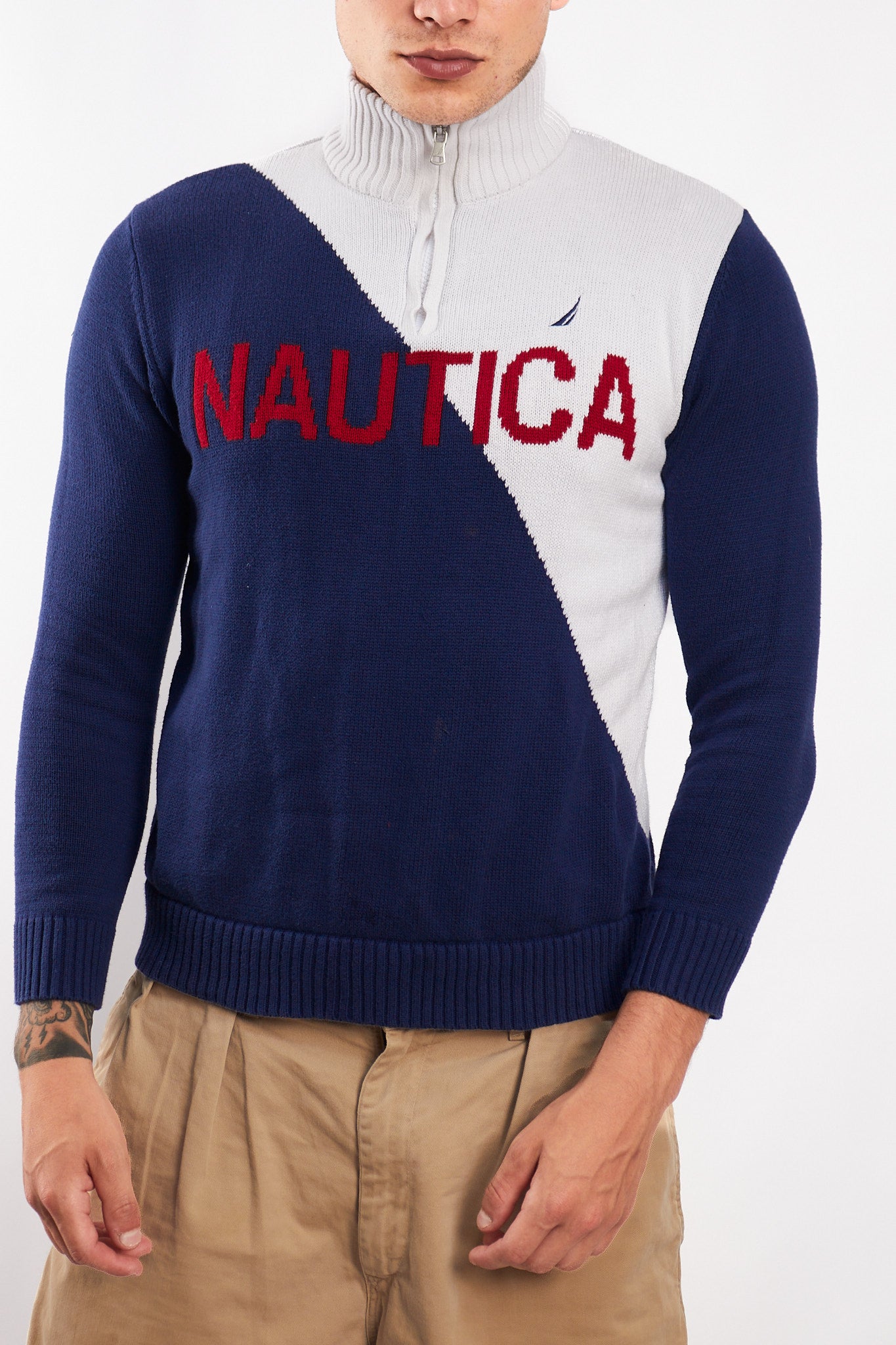 2000 Nautica Cotton Big Logo Sweater (S)