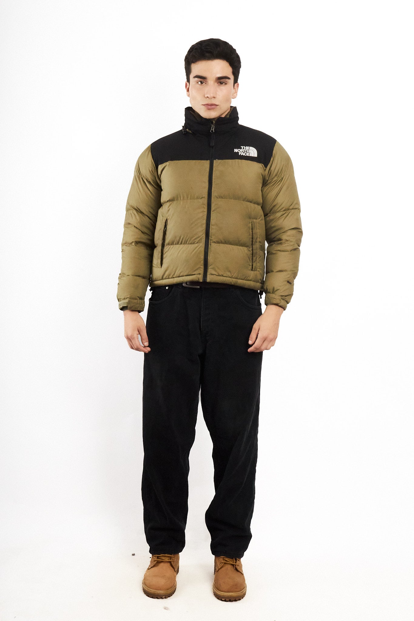 The North Face Retro Nustpe Olive Green Down Puffer Jacket (S/M)