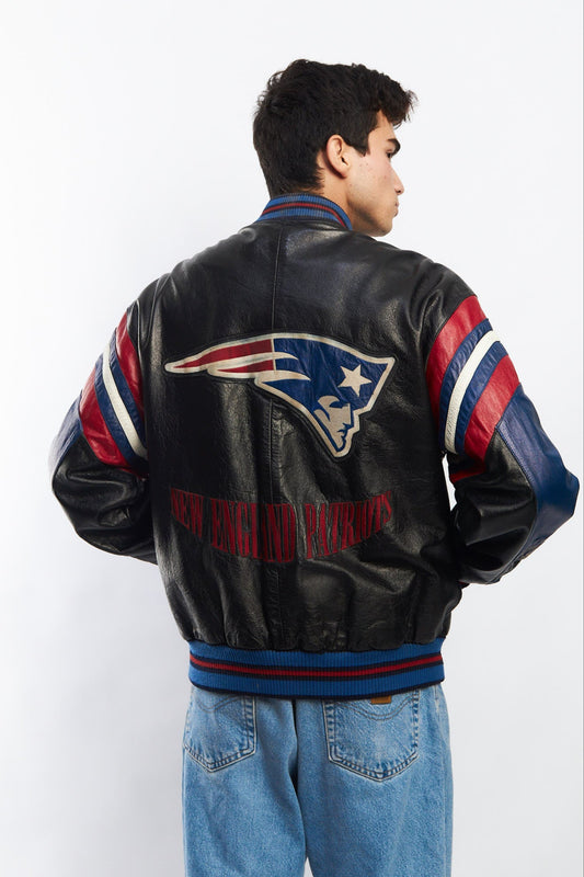 1990 GIII by Carl Banks NFL New England Patriots Leather Jacket (M/L)
