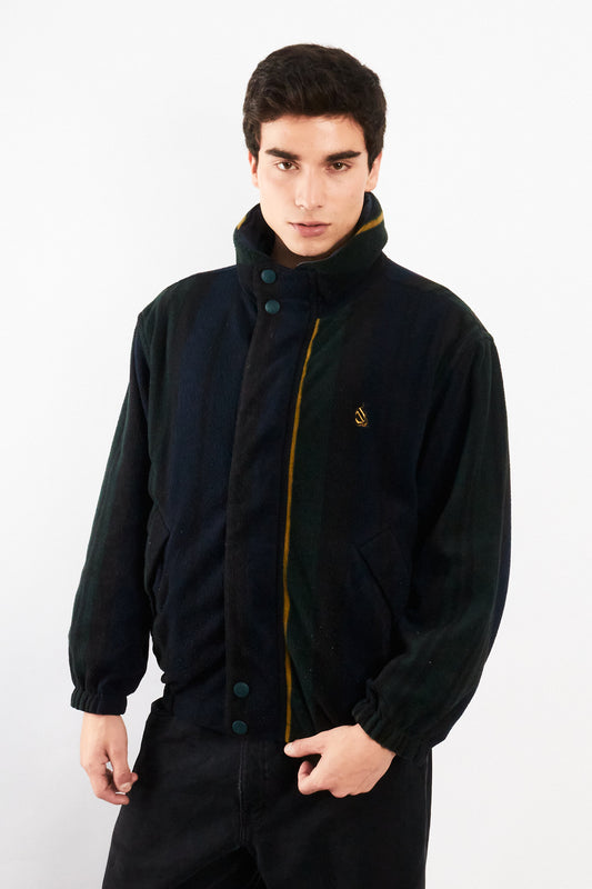 1990 Vintage Nautica Reversible Windbreaker / Tartan Polar Jacket (M)
