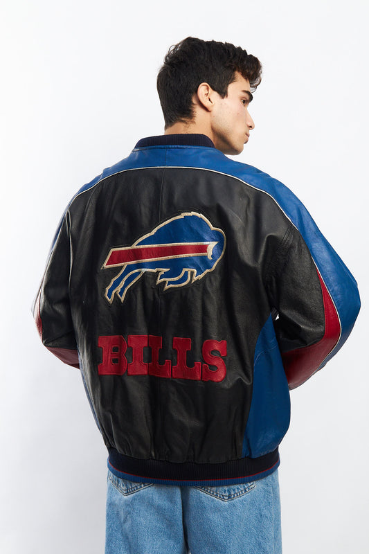 1990 GIII Carl Banks NFL Buffalo Bill Leather Jacket (L/XL)