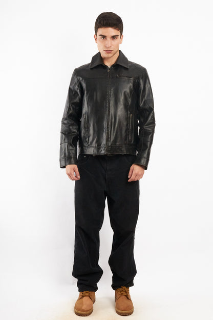 2000 Vintage Guess Vegan Leather Type Harrington Jacket (M)
