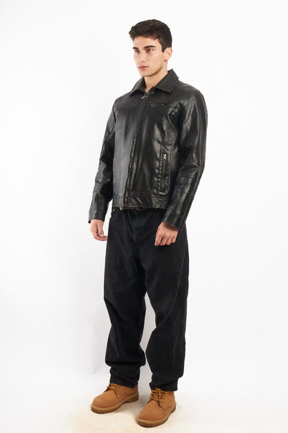 2000 Vintage Guess Vegan Leather Type Harrington Jacket (M)