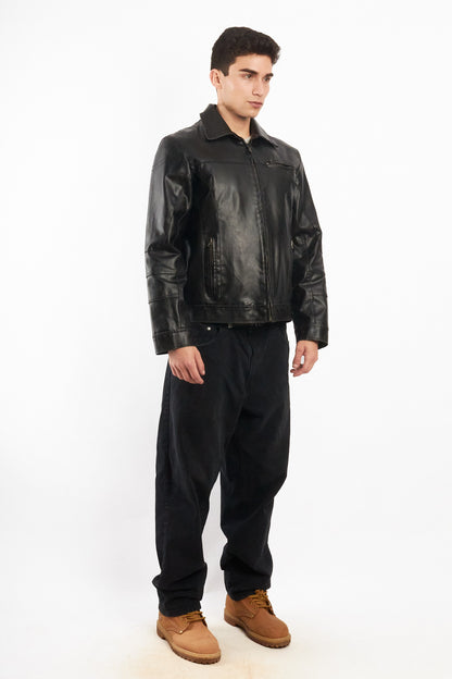 2000 Vintage Guess Vegan Leather Type Harrington Jacket (M)