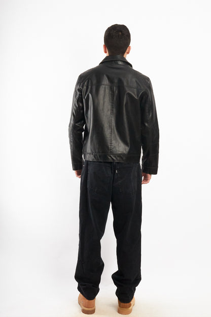 2000 Vintage Guess Vegan Leather Type Harrington Jacket (M)