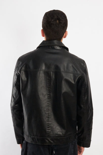 2000 Vintage Guess Vegan Leather Type Harrington Jacket (M)