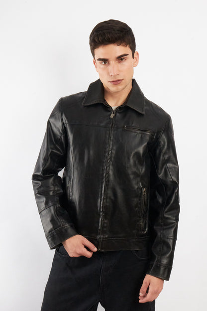 2000 Vintage Guess Vegan Leather Type Harrington Jacket (M)