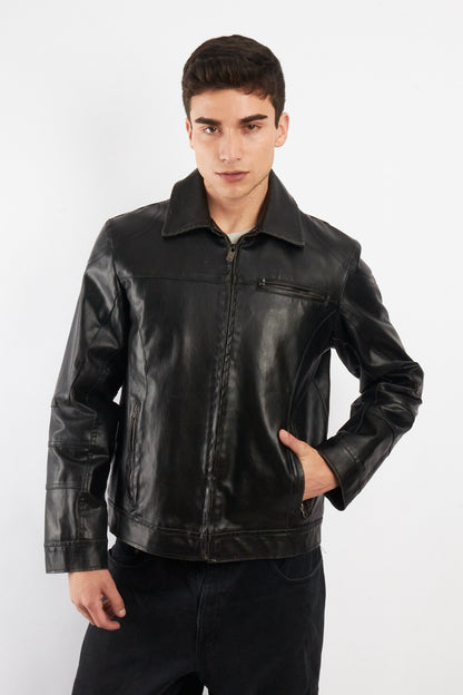 2000 Vintage Guess Vegan Leather Type Harrington Jacket (M)