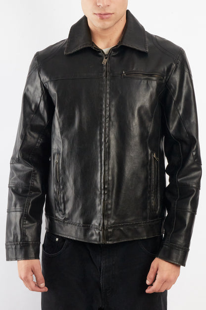 2000 Vintage Guess Vegan Leather Type Harrington Jacket (M)