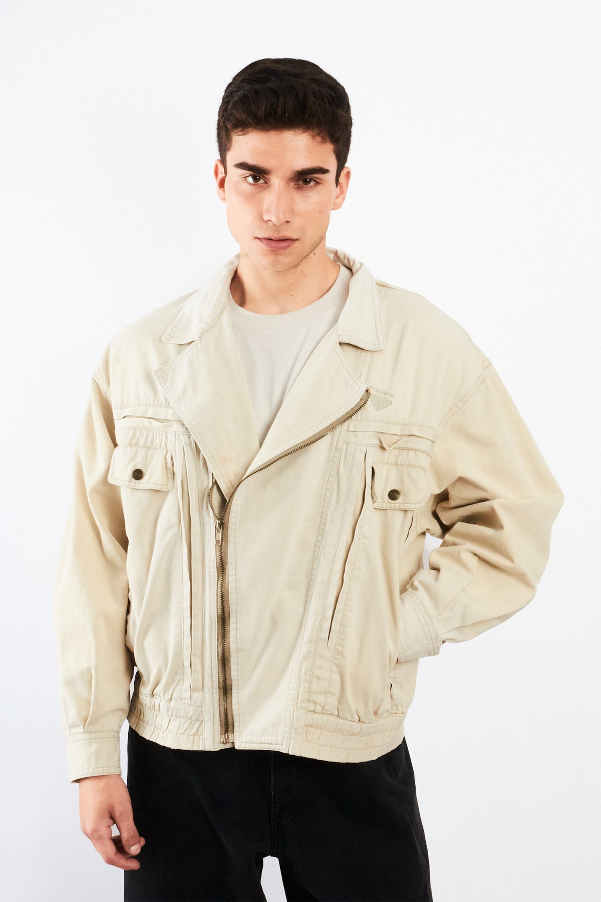 1980 Vintage Yve Saint Laurent Distressed Biker Jacket (M/L)