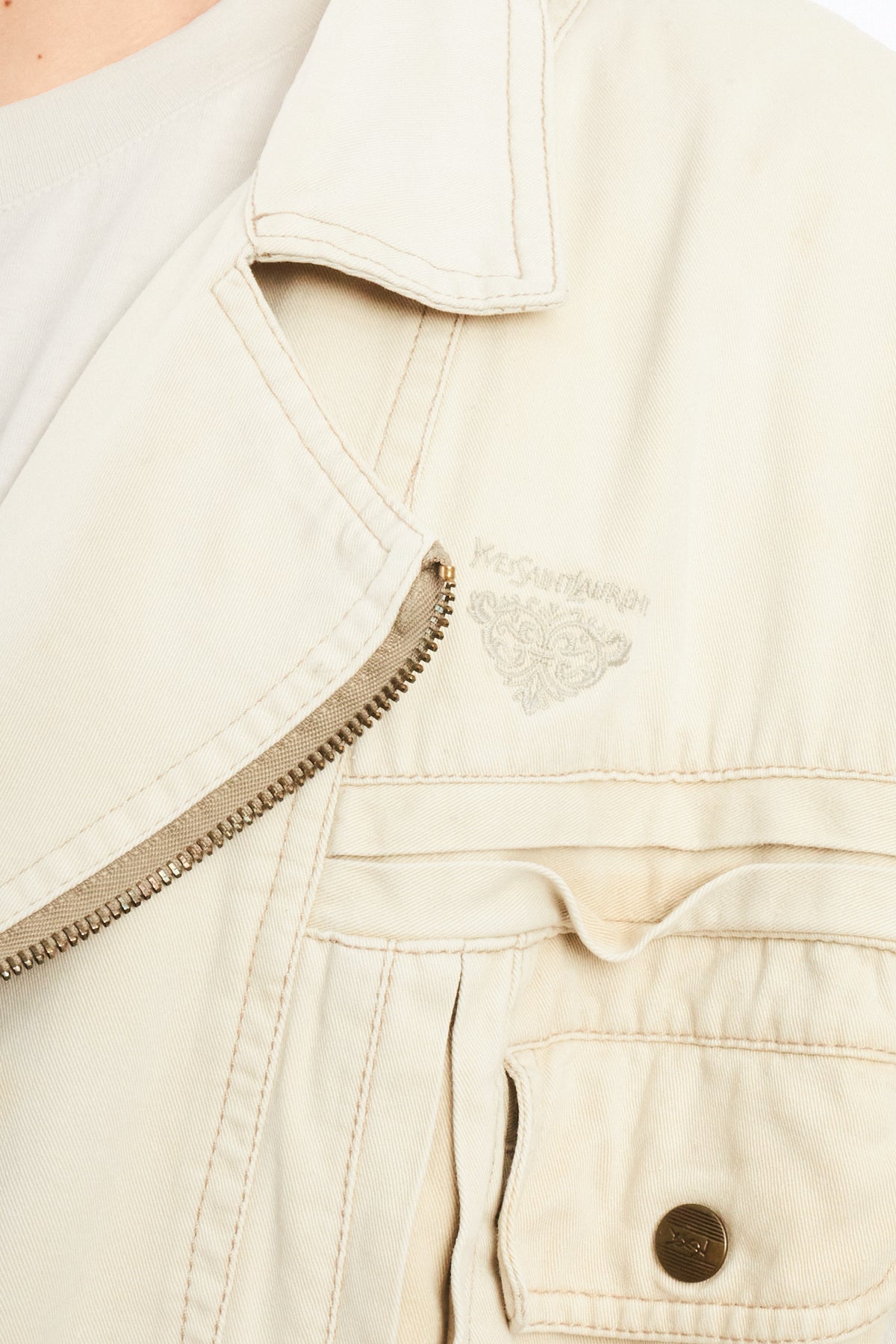 1980 Vintage Yve Saint Laurent Distressed Biker Jacket (M/L)