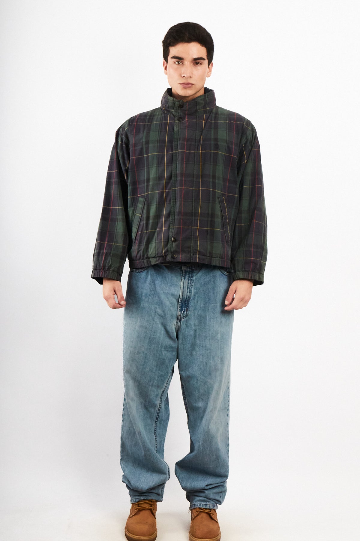 1990 Vintage Nautica Reversible Tartan / Navy Jacket (S/M)