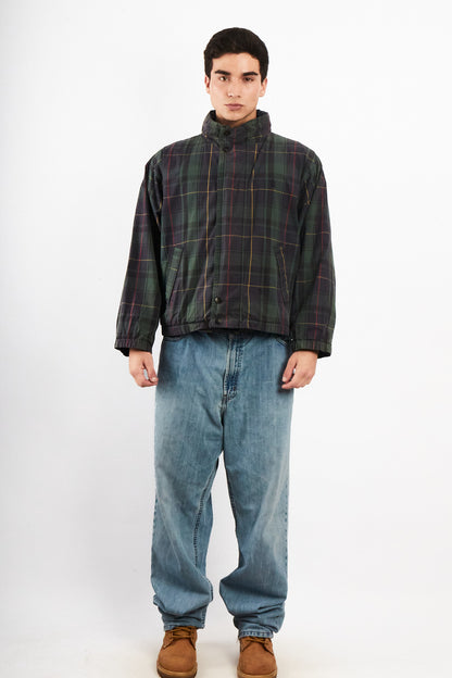 1990 Vintage Nautica Reversible Tartan / Navy Jacket (S/M)
