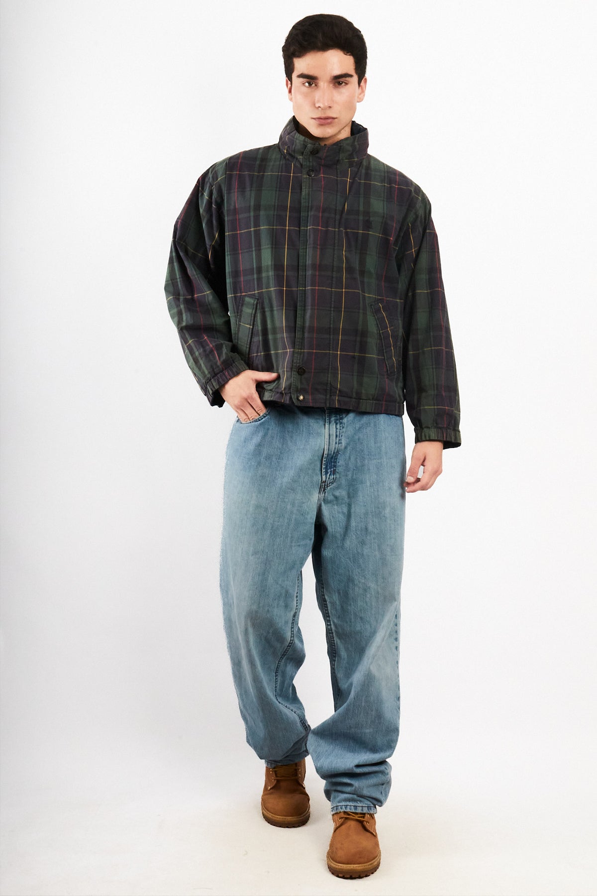 1990 Vintage Nautica Reversible Tartan / Navy Jacket (S/M)