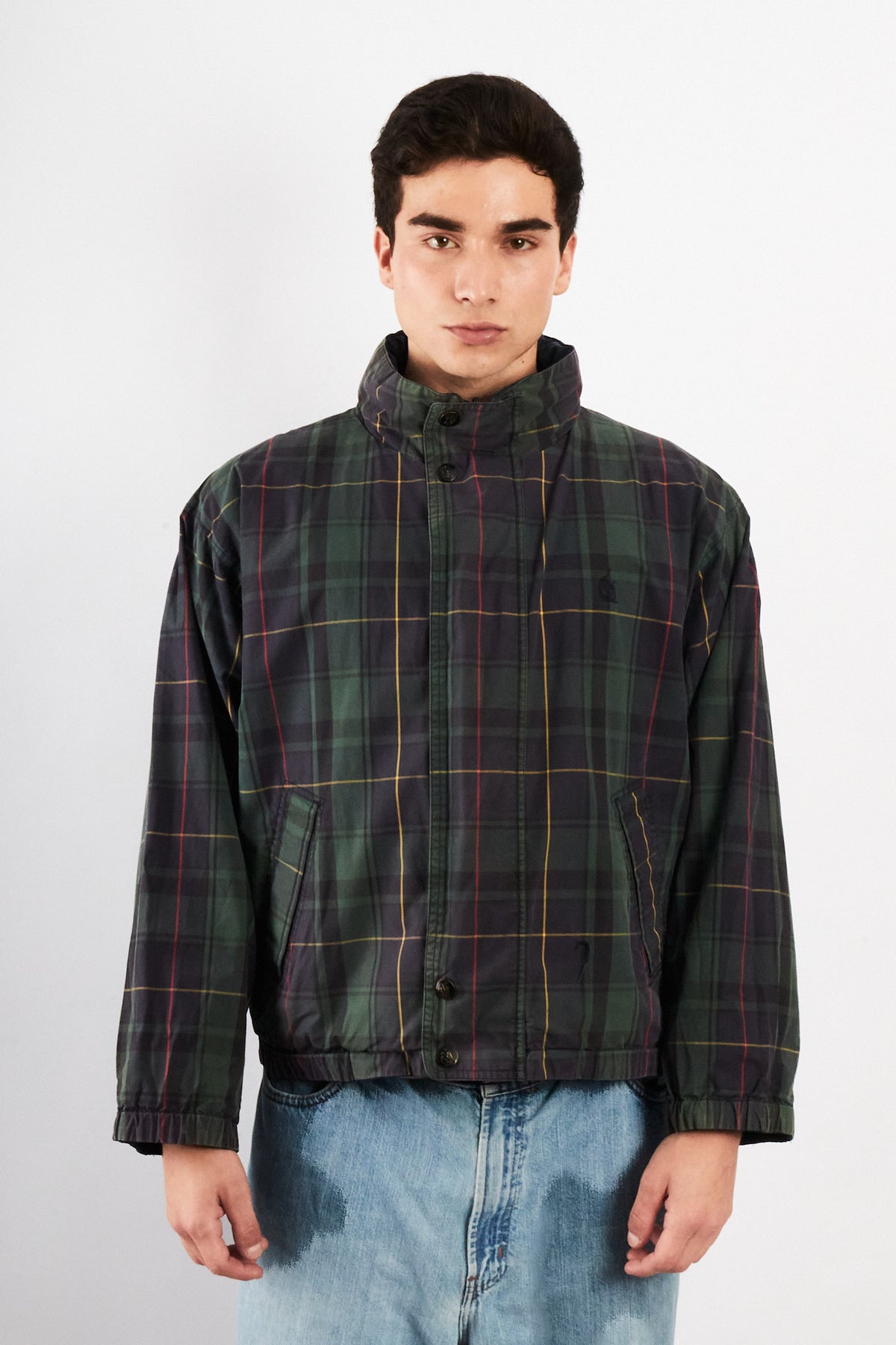 1990 Vintage Nautica Reversible Tartan / Navy Jacket (S/M)