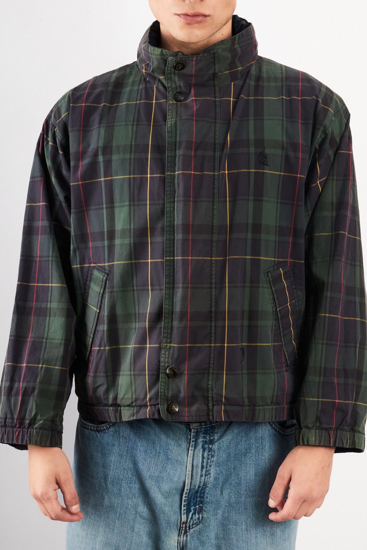 1990 Vintage Nautica Reversible Tartan / Navy Jacket (S/M)