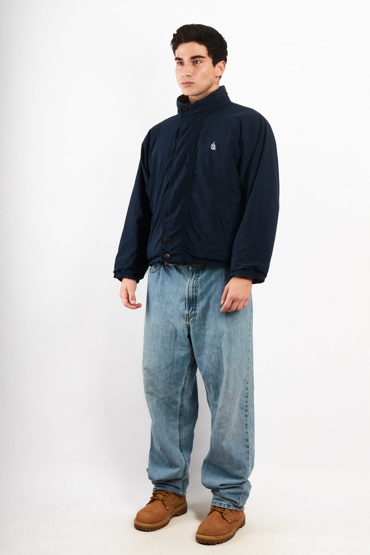 1990 Vintage Nautica Reversible Tartan / Navy Jacket (S/M)