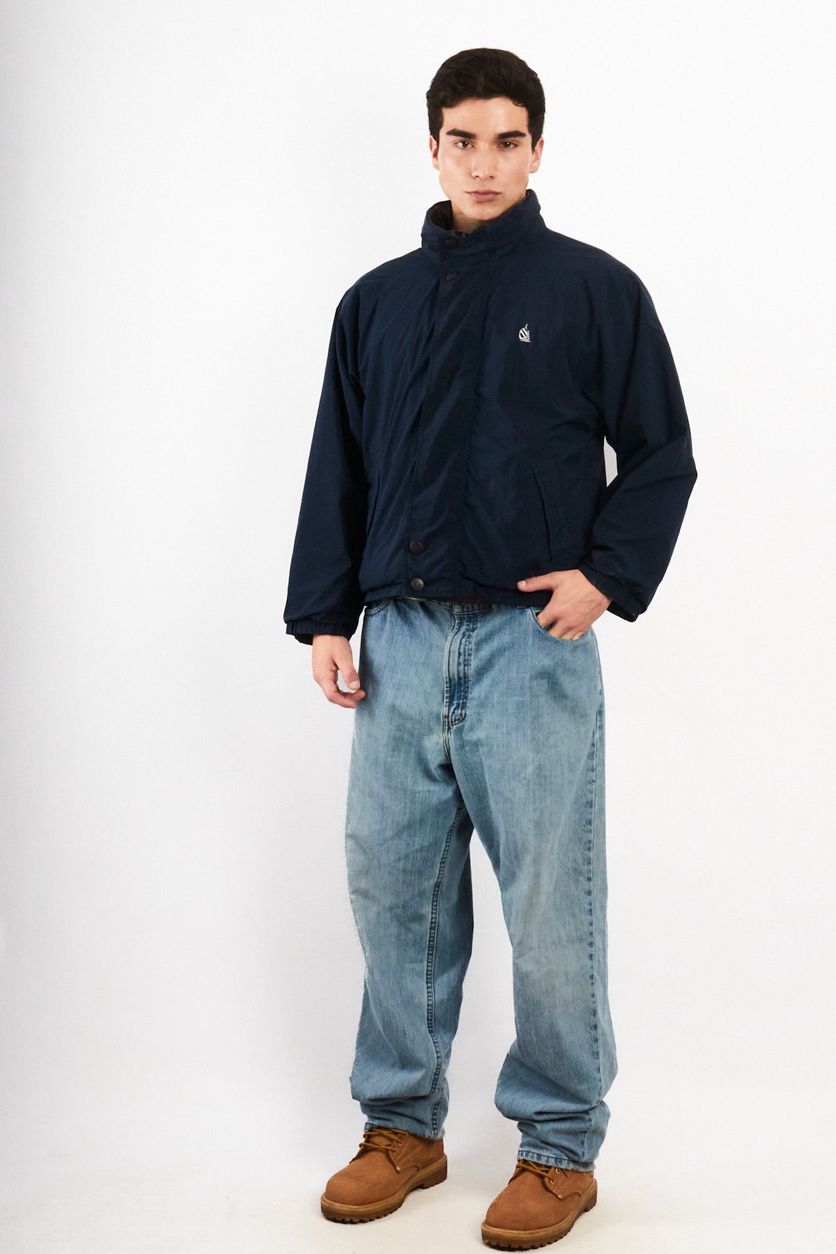 1990 Vintage Nautica Reversible Tartan / Navy Jacket (S/M)
