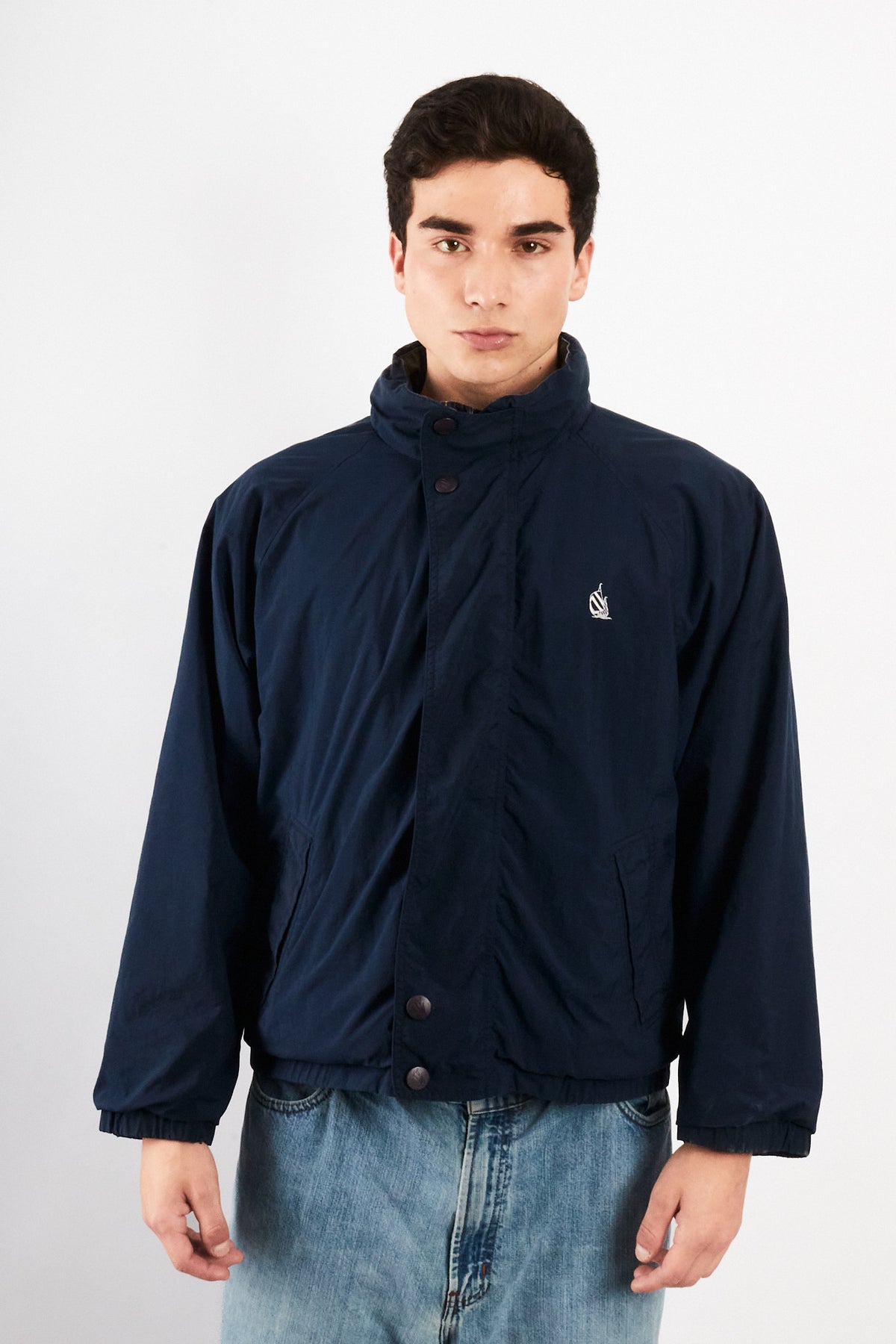 1990 Vintage Nautica Reversible Tartan / Navy Jacket (S/M)