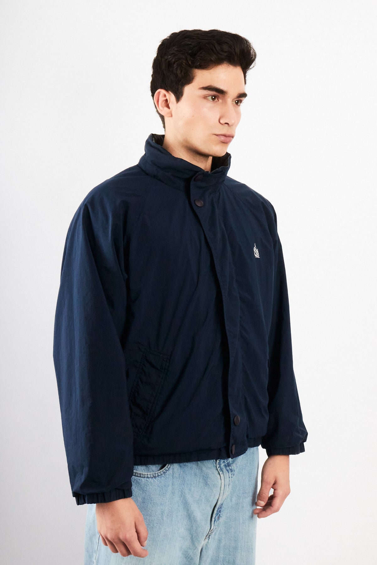 1990 Vintage Nautica Reversible Tartan / Navy Jacket (S/M)