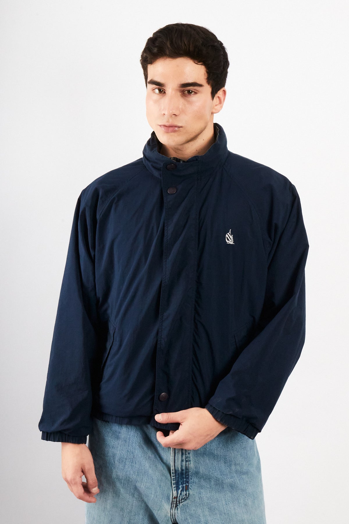 1990 Vintage Nautica Reversible Tartan / Navy Jacket (S/M)