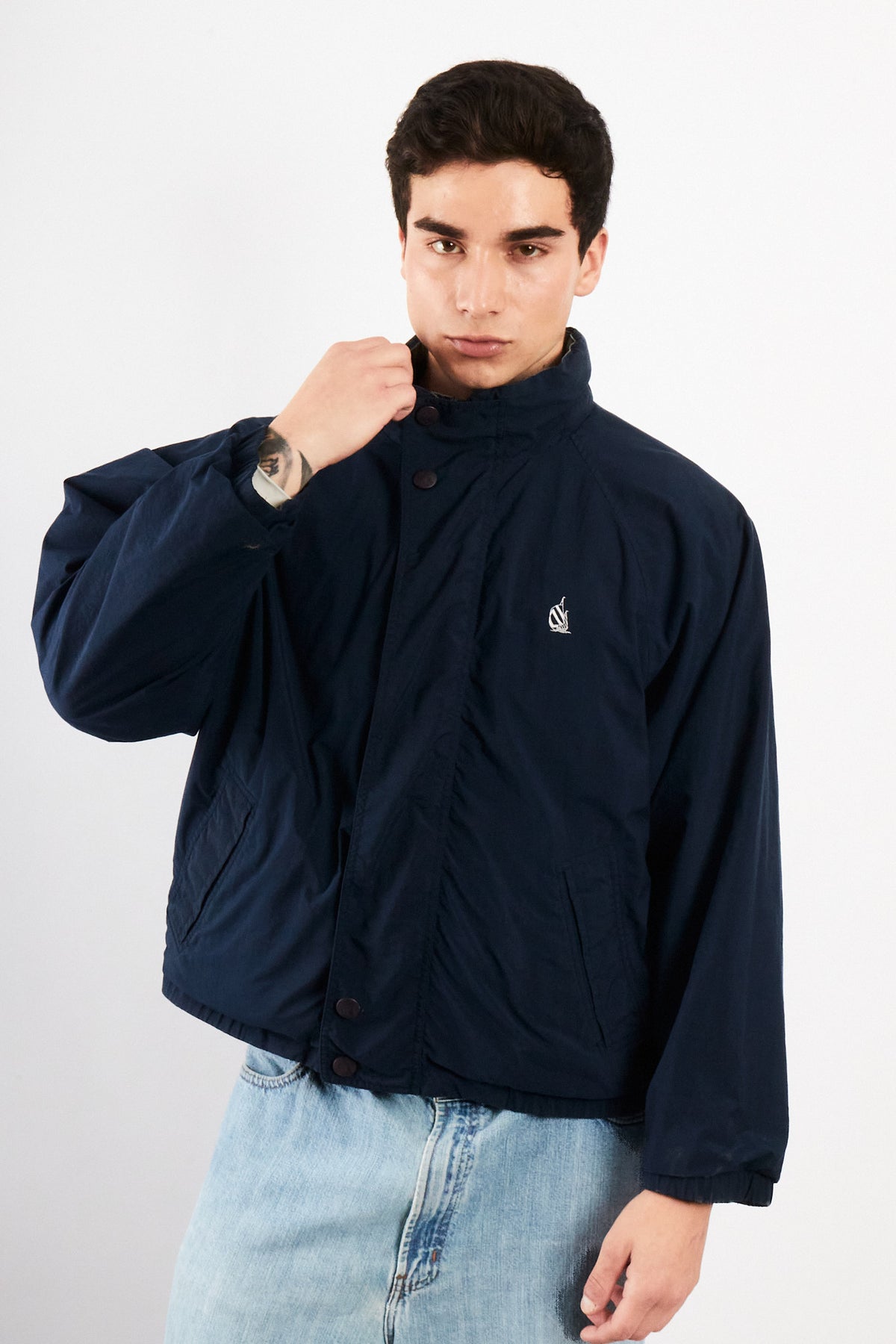 1990 Vintage Nautica Reversible Tartan / Navy Jacket (S/M)