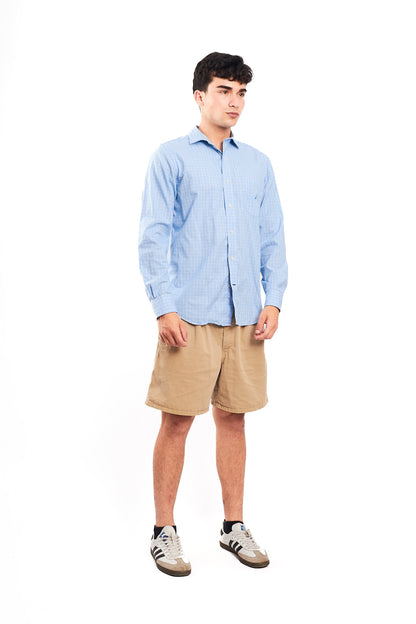 2000 Nautica Sky Blue Plaid Shirt (M/L)