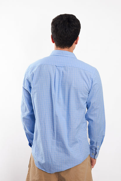 2000 Nautica Sky Blue Plaid Shirt (M/L)