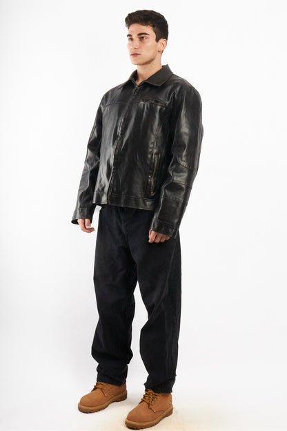 2000 Vintage Guess Vegan Leather Type Harrington Jacket (L/XL)