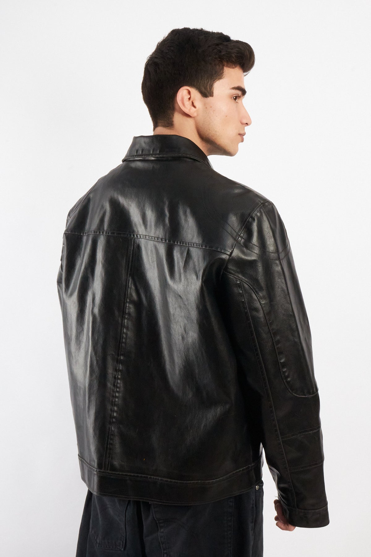 2000 Vintage Guess Vegan Leather Type Harrington Jacket (L/XL)
