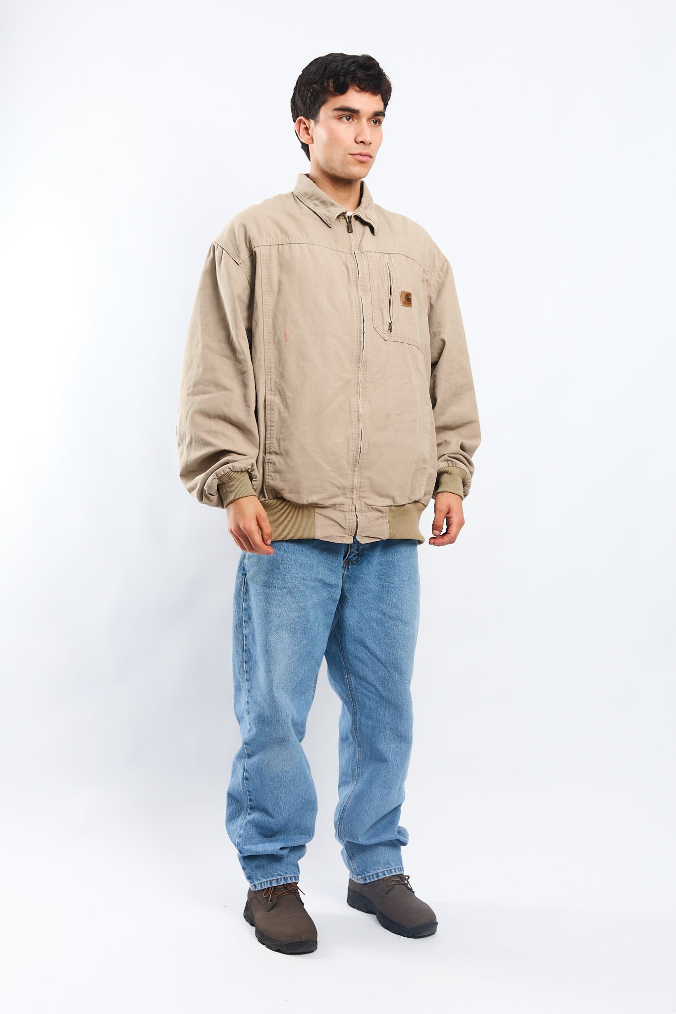 Vintage Carhartt Beige Bomber Jacket (L/XL)